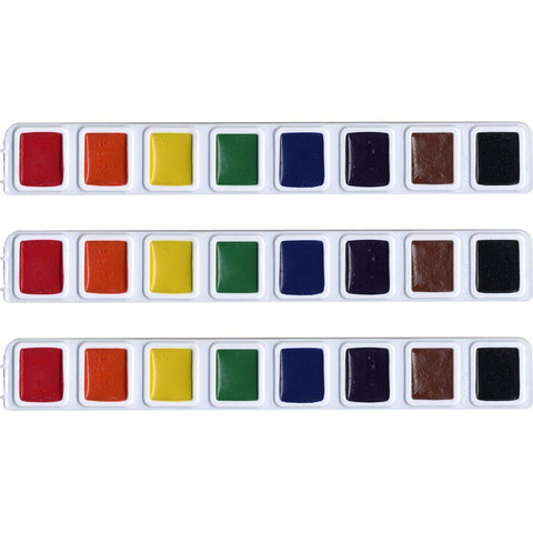 Prang Semi-Moist Watercolors Half Pan Refills Set, 3 Refill Trays