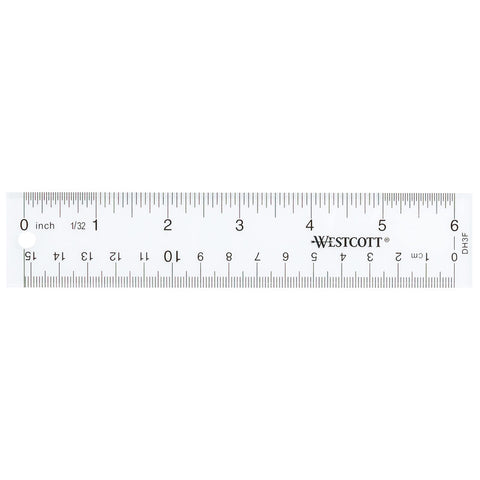 Westcott 10561 Acrylic Clear Ruler, 6 in
