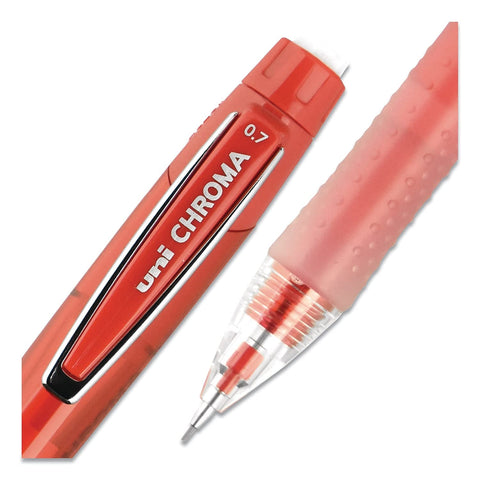 uni-ball CHROMA Mechanical Pencil, 0.7mm, HB #2, Red Barrel, 12 Count