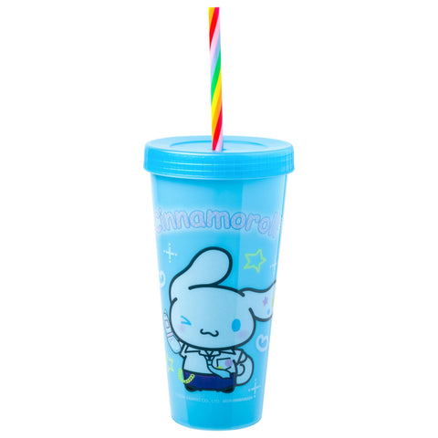 Silver Buffalo Sanrio Hello Kitty and Friends Kogyaru 4 Pack Color Change Plastic Tumblers Featuring Hello Kitty, Cinnamoroll, My Melody, and Kuromi, 24 Ounces
