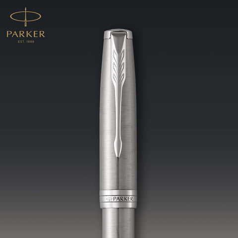 PARKER Sonnet Fountain Pen, Stainless Steel with Palladium Trim, Medium Nib (1931510)