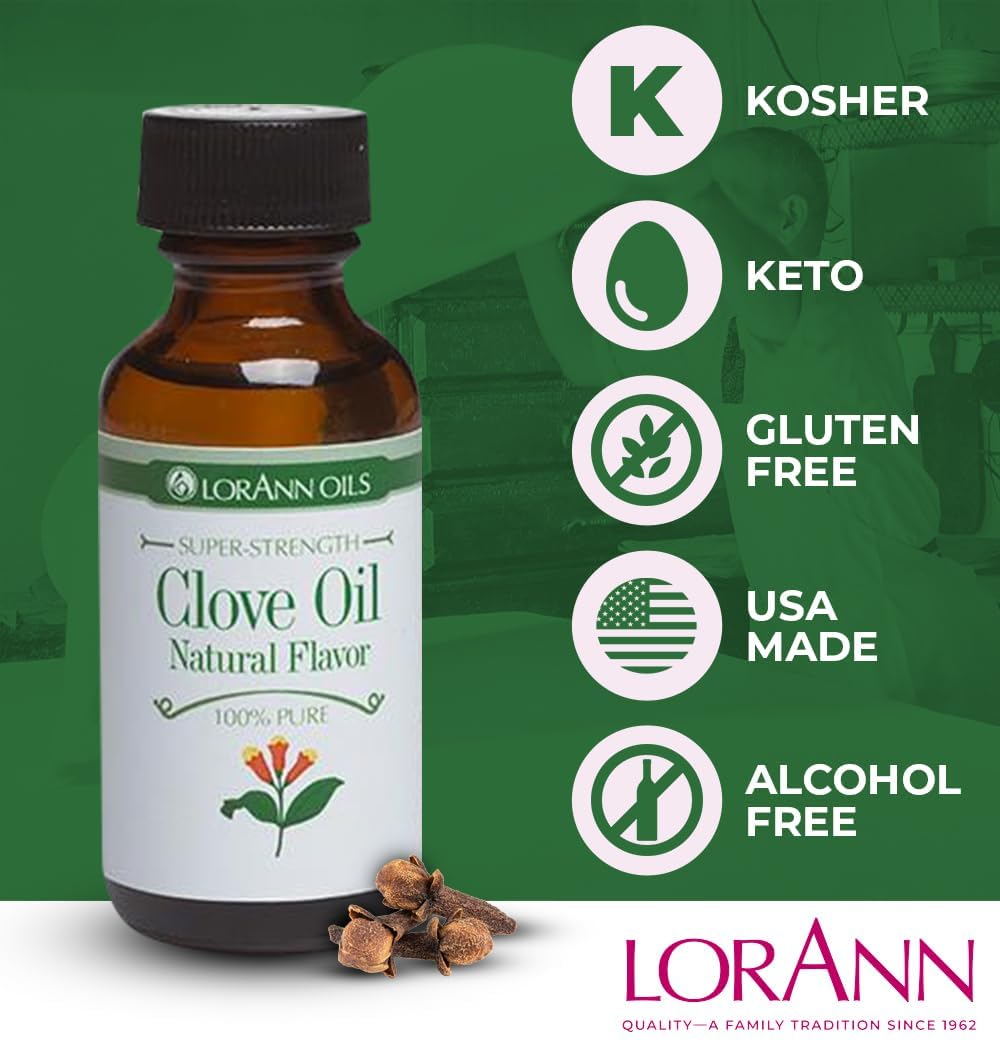 LorAnn Oils Super Strength Flavoring - Used For Candy Making, Flavoring, Baking, Hard Candy, & Flavor Oils - Bold, Natural Flavors 4X Stronger Than Extracts - Clove Leaf Oil, 0.125 fl oz