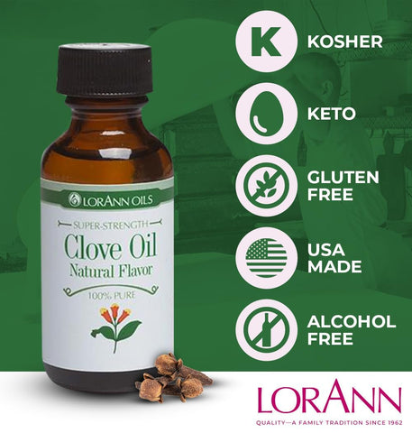 LorAnn Oils Super Strength Flavoring - Used For Candy Making, Flavoring, Baking, Hard Candy, & Flavor Oils - Bold, Natural Flavors 4X Stronger Than Extracts - Clove Leaf Oil, 0.125 fl oz