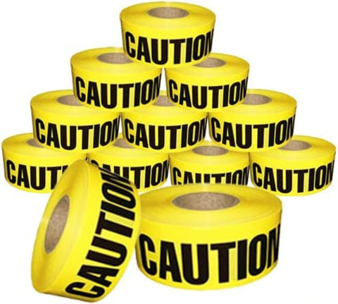 Cordova T30101 Bulk Pack 3.0-MIL Yellow Caution Barricade Tape, 3 in. x 1000 ft. Roll, 12-Pack