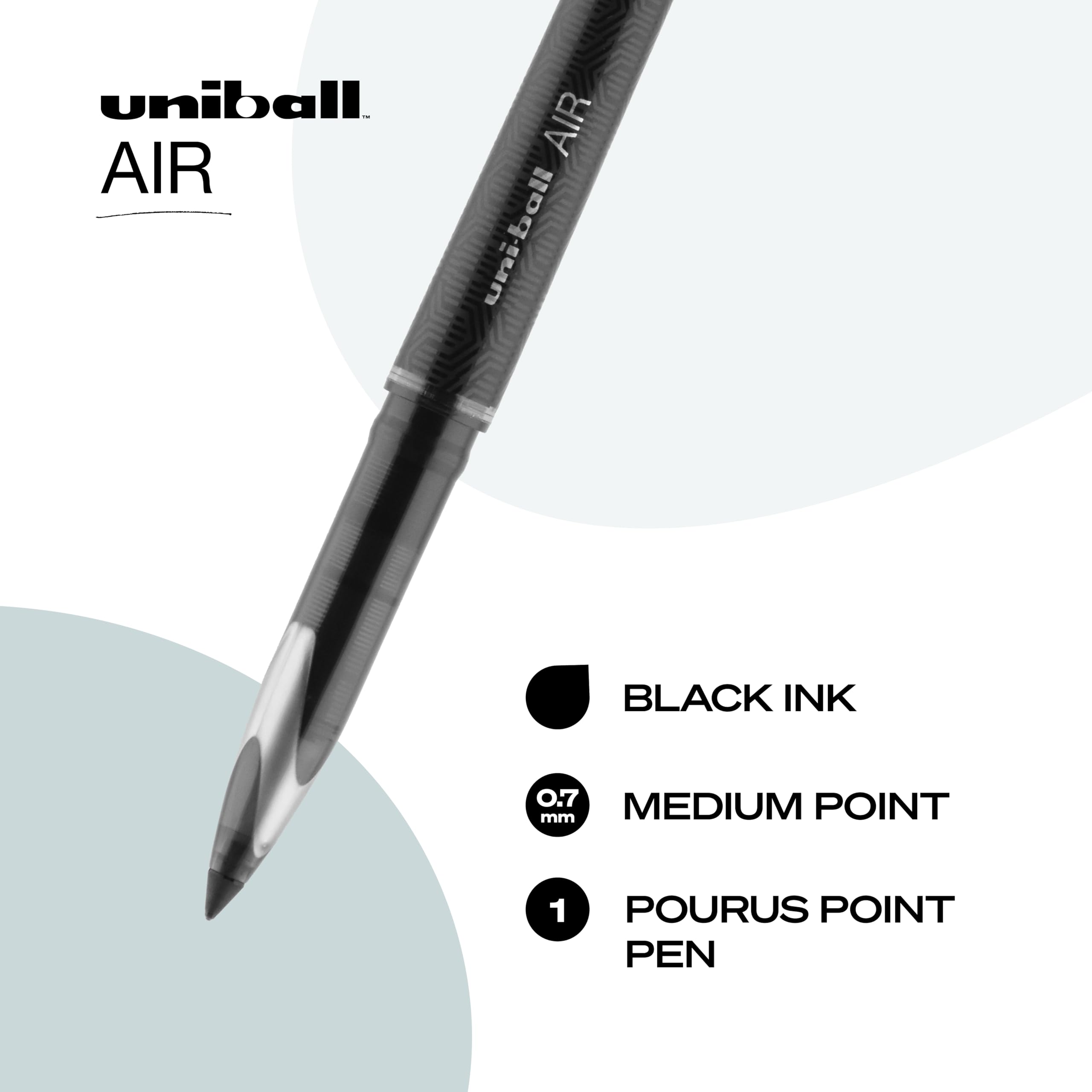 Uni-Ball Air in Black, 0.7mm Medium Rollerball Pens, Office Supplies, Fine Point, Smooth Writing