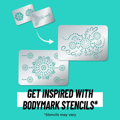 BIC BodyMark Temporary Tattoo Marker with Fine Tip, Mandala, Assorted Colors, Pack of 3 Markers + 3 Stencils - Amazon Vine