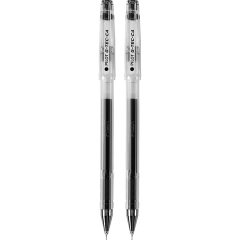 PILOT G-Tec-C Gel Ink Rolling Ball Pens, Ultra Fine Point (0.4mm), Black Ink, 2-Pack (35481)