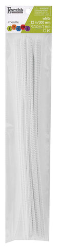 Essentials by Leisure Arts Chenille Stems 12 Inch White 25pc, 3mm Pipe Cleaners, Bendable Wire Stems, DIY Dolls Animals Ornaments, Kids Crafts, Jewelry Making, Craft Supplies