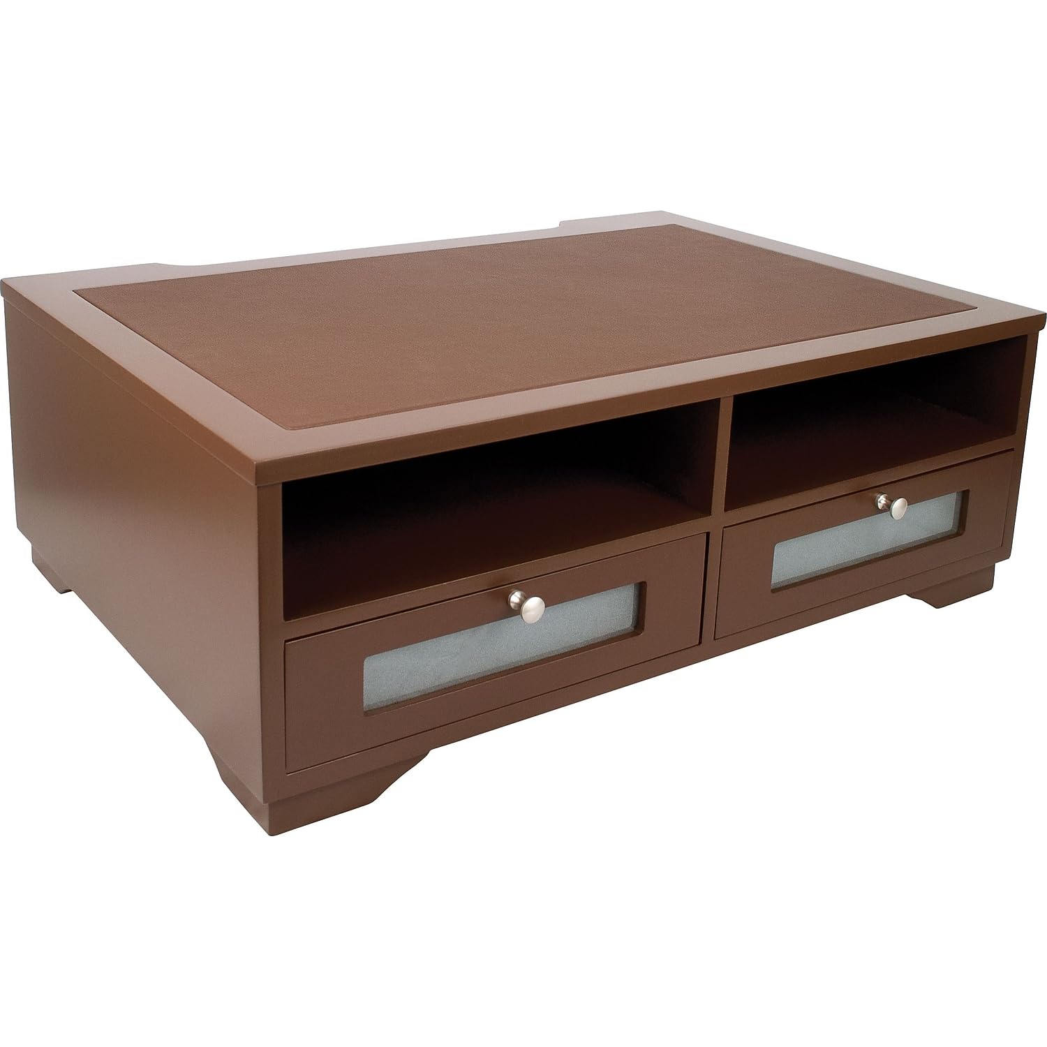 Victor Midnight Black Collection S1130 Wood Printer Stand with Two Drawers and Two Storage Slots, No Assembly Required, Classic Silver