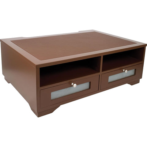 Victor Midnight Black Collection S1130 Wood Printer Stand with Two Drawers and Two Storage Slots, No Assembly Required, Classic Silver