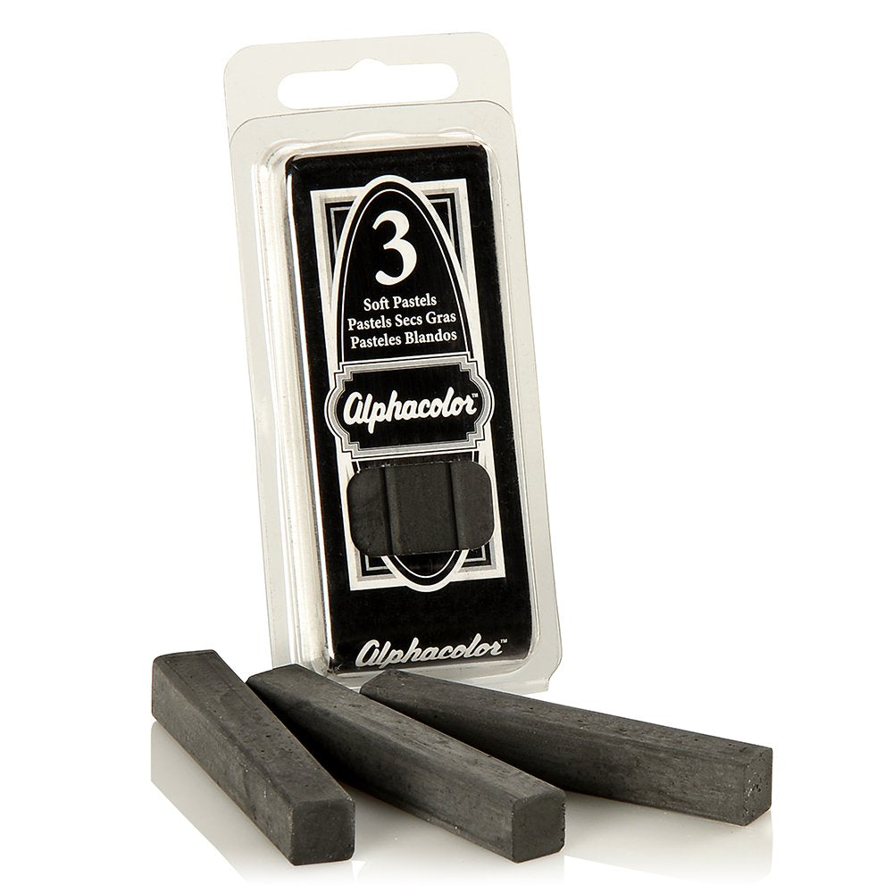 Derwent Alphacolor Soft Pastels, Charcoal, 3 Pastels per Pack (105C)