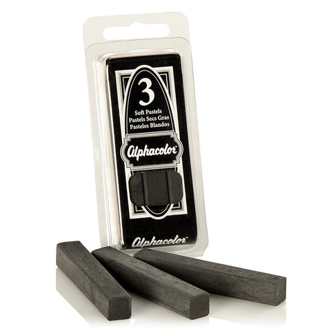 Derwent Alphacolor Soft Pastels, Charcoal, 3 Pastels per Pack (105C)