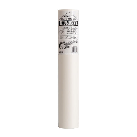 Borden & Riley 14" x 50 Yards #35C Sun-Glo Thumbnail Sketch Paper, 8 Lb, White, 1 Roll Each