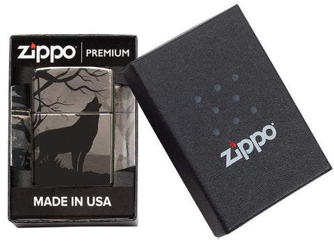 Zippo Howling Wolves 360° Design Black Ice Pocket Lighter