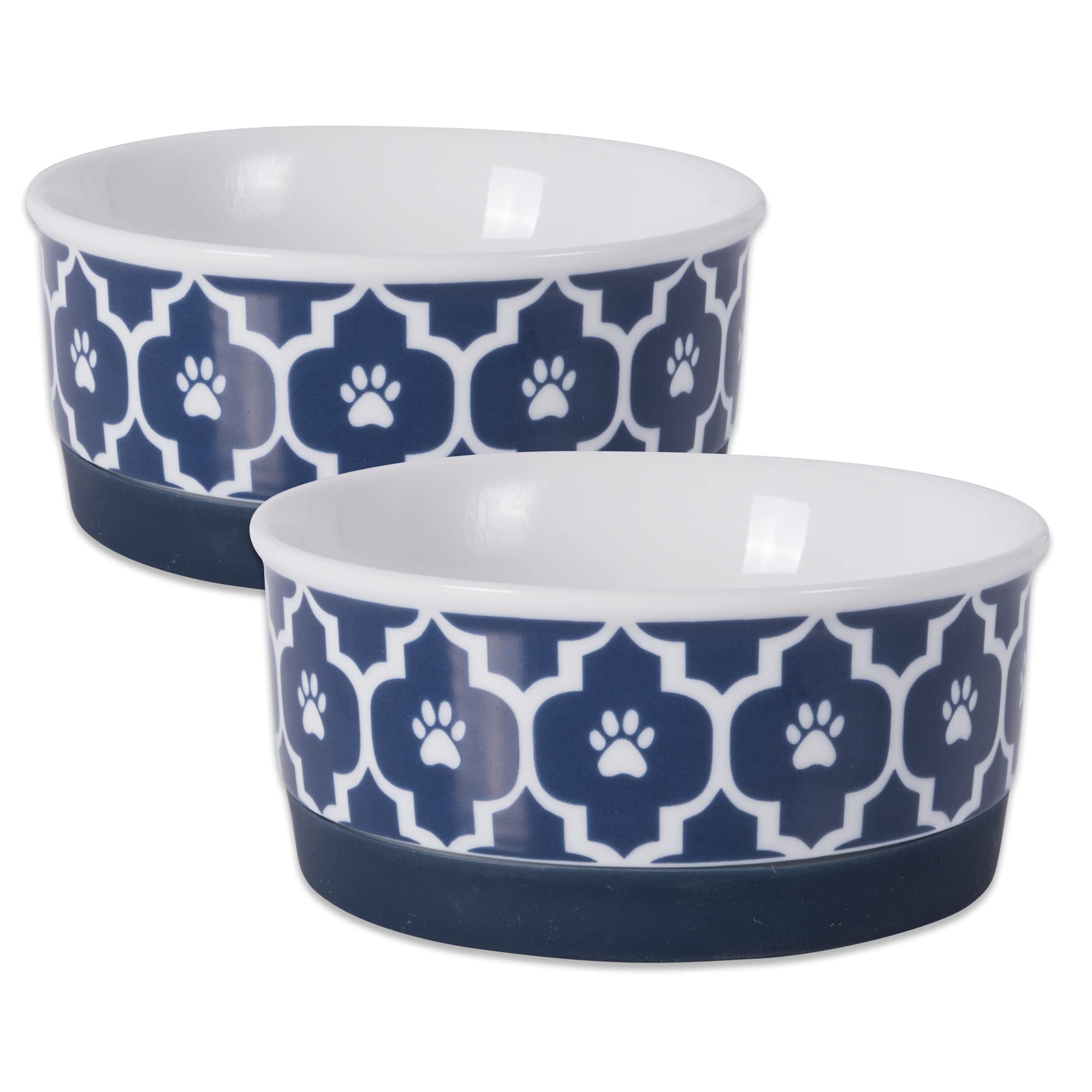 Bone Dry Lattice Collection Pet Bowl & Canister, Small Set, 4.25x2", Nautical Blue, 2 Count