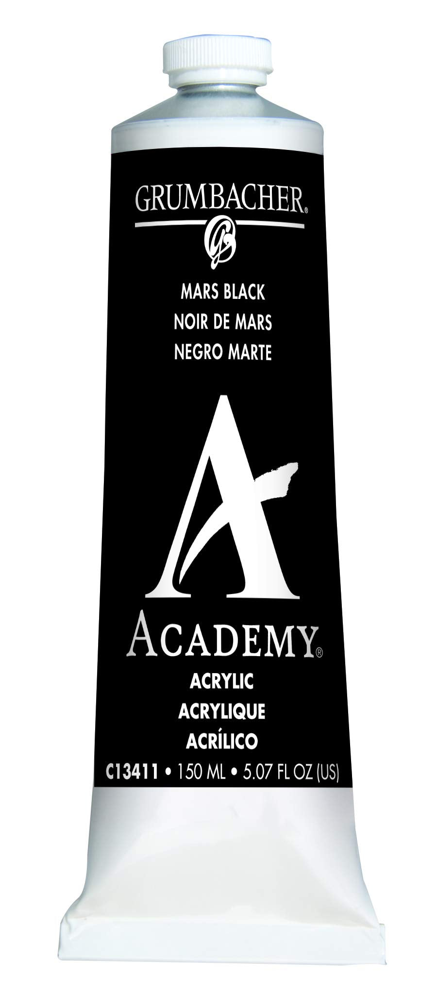 Grumbacher Academy Acrylic Paint, 150ml/5.07 oz Metal Tube, Mars Black (C13411)