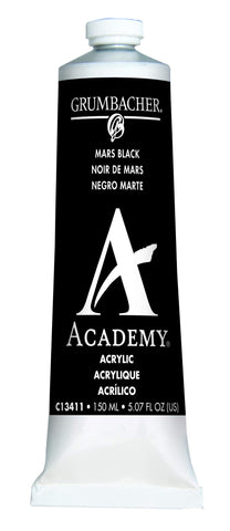 Grumbacher Academy Acrylic Paint, 150ml/5.07 oz Metal Tube, Mars Black (C13411)