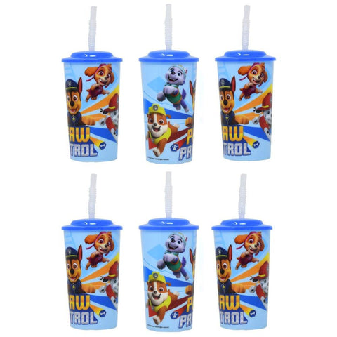 6-Pack Paw Patrol 16oz Reusable Sports Tumbler Drinking Cups with Lids & Straws