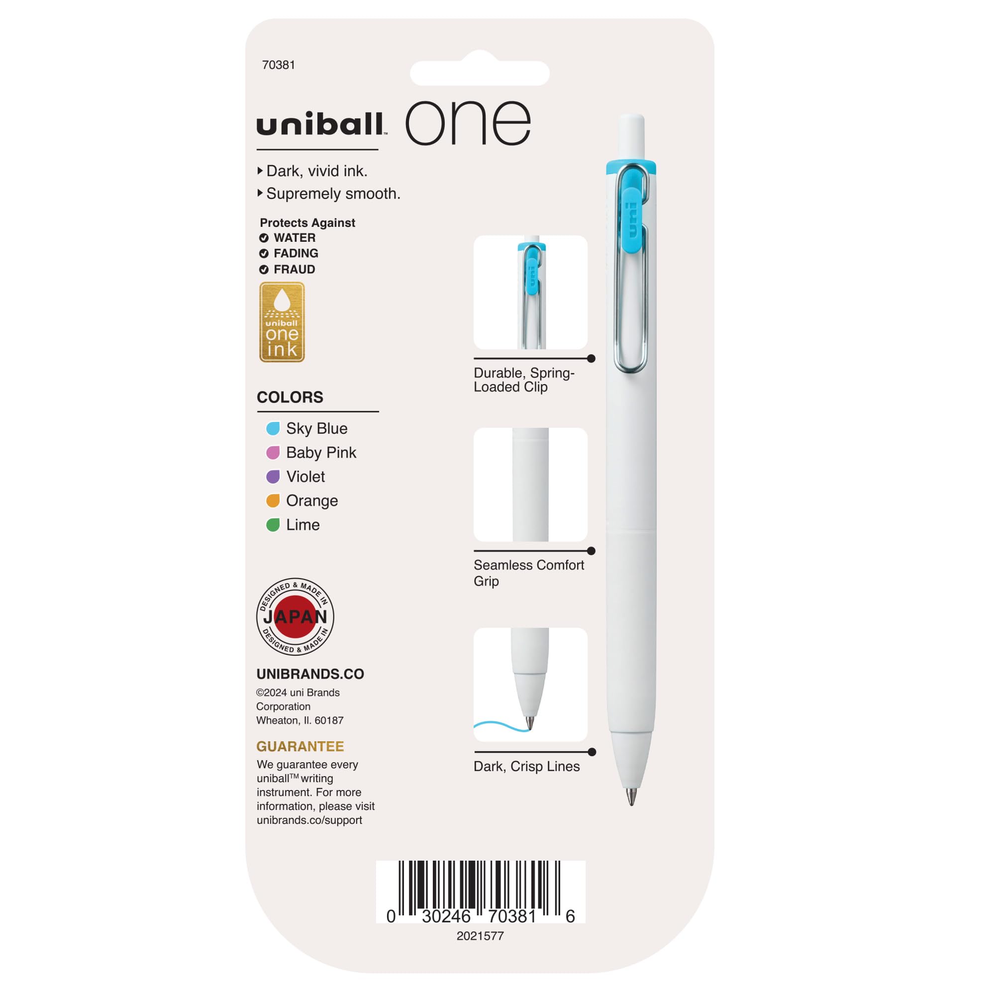 uniball one Retractable Gel Pens, Medium Point (0.7mm), Assorted Ink, 5 Pack
