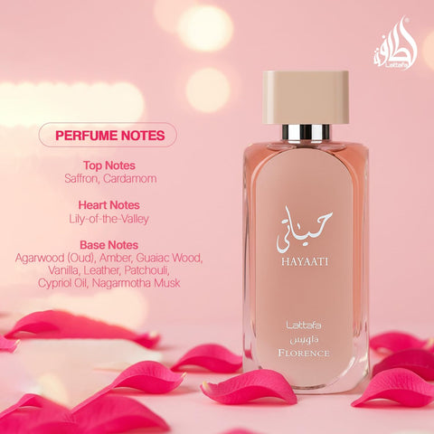 Lattafa Hayaati Florence for Women Eau de Parfum Spray, 3.4 Ounce