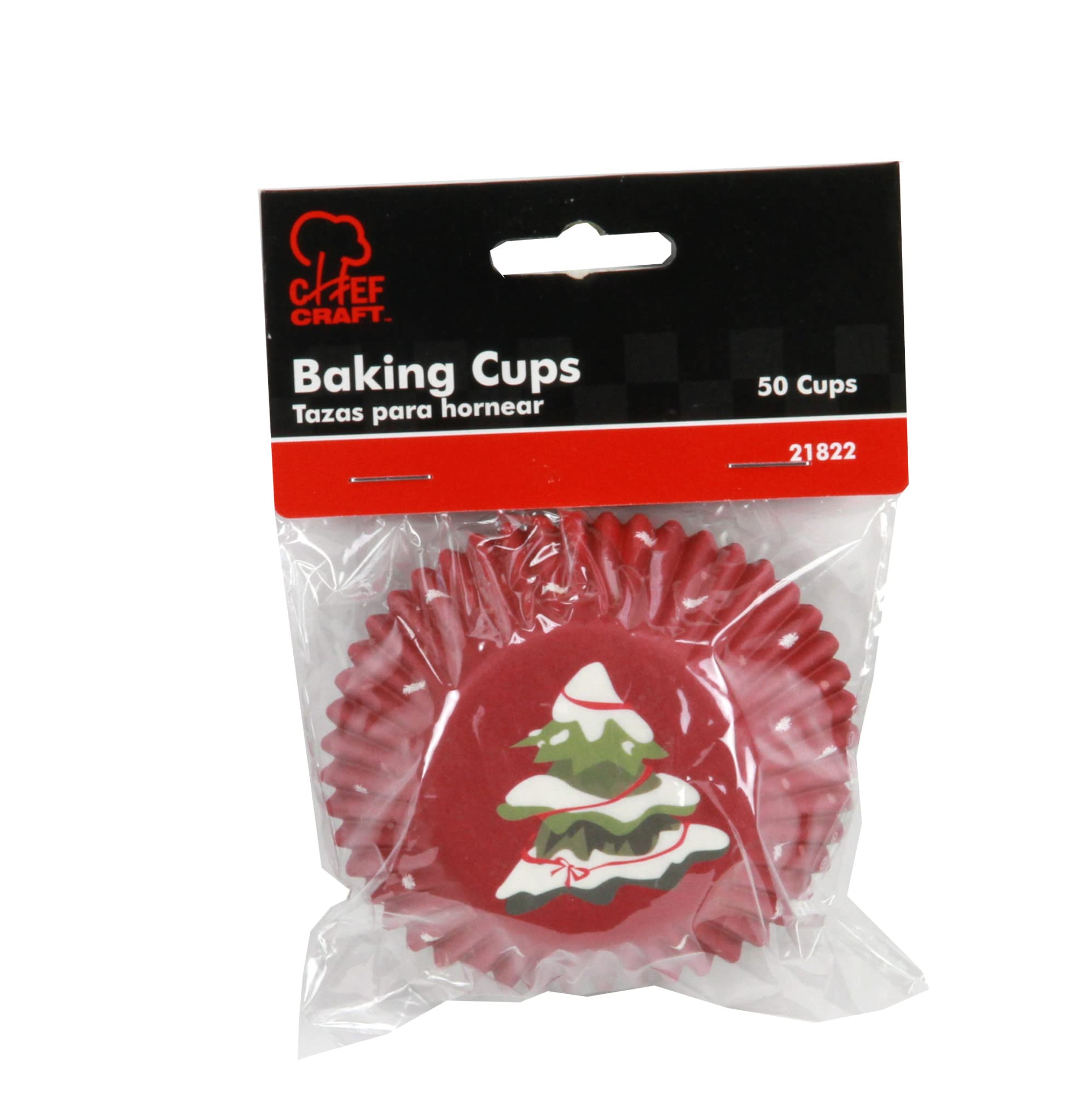 Chef Craft Paper Patterned Cupcake Liners, 50 Count, Red/Green/White
