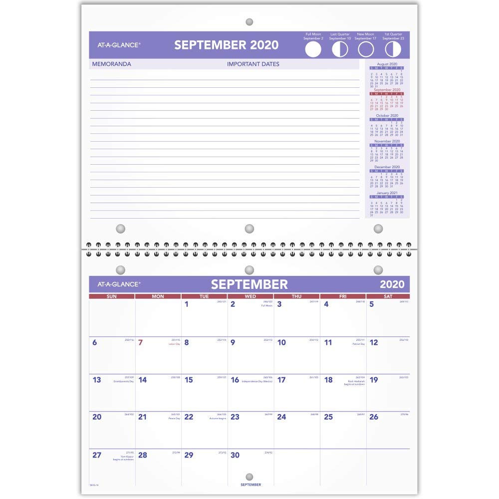 Academic Calendar 2020-2021, AT-A-GLANCE Desk & Wall Calendar, 8" x 11", Small, Wirebound, Plan-A-Month (SK1616)