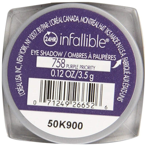 L'Oréal Paris Infallible 24HR Shadow, Purple Priority, 0.12 oz.