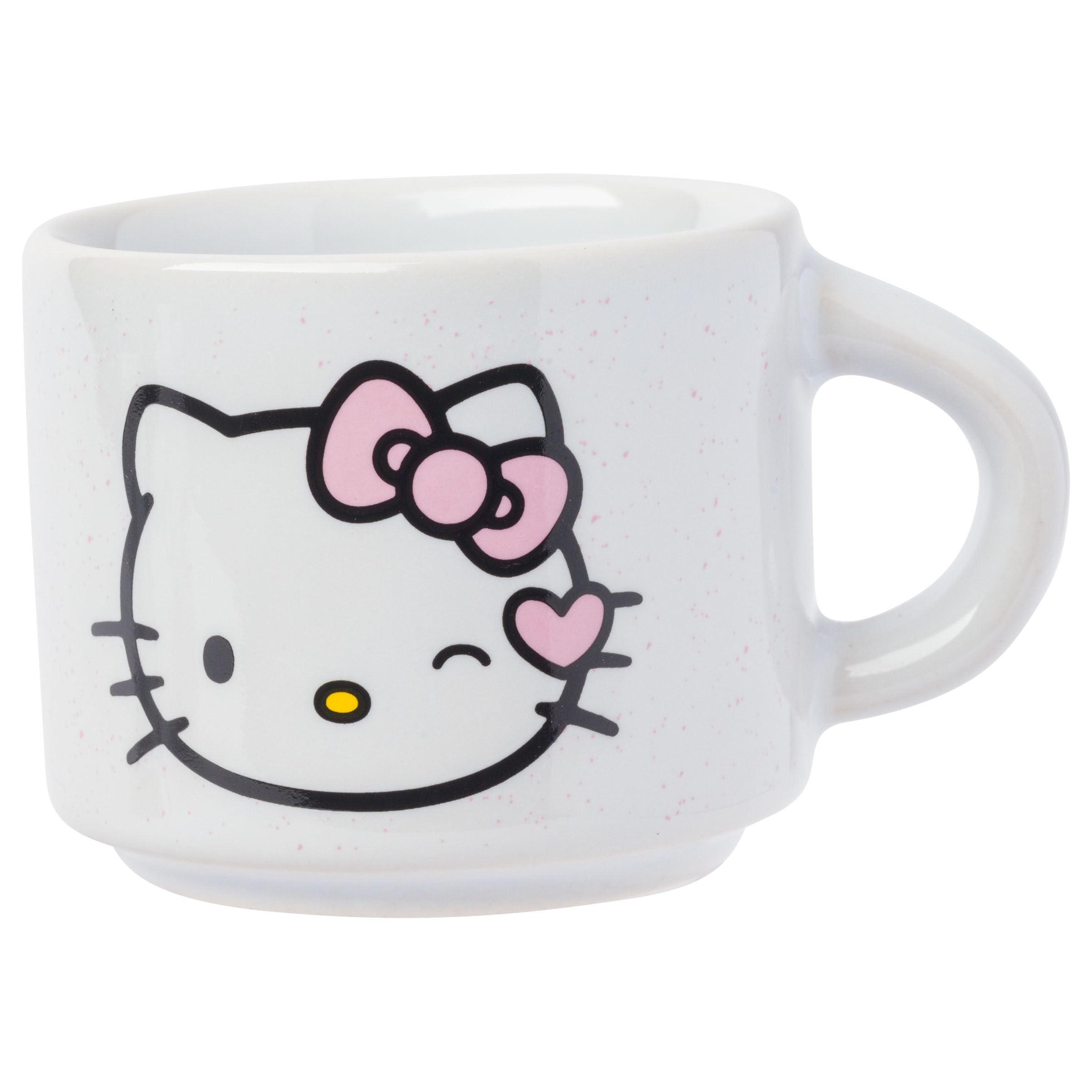 Silver Buffalo Sanrio Hello Kitty Different Colored Bows 4pc Stackable Ceramic Espresso Mug Set with Storage Rack, 3 Ounces