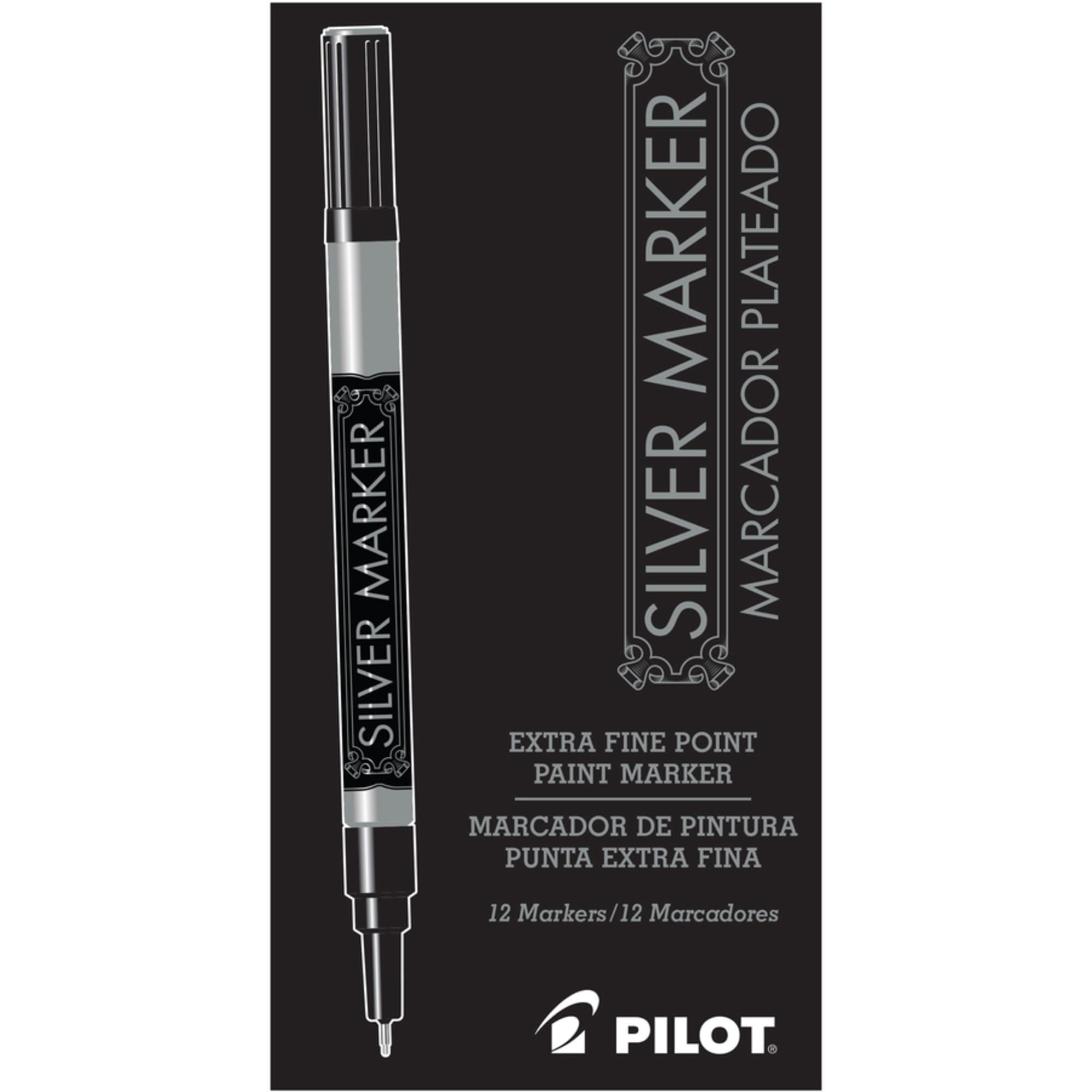 Pilot Extra Fine Point Permanent Markers, Marker Pens, Silver Ink, 1 Count (Pack of 1)