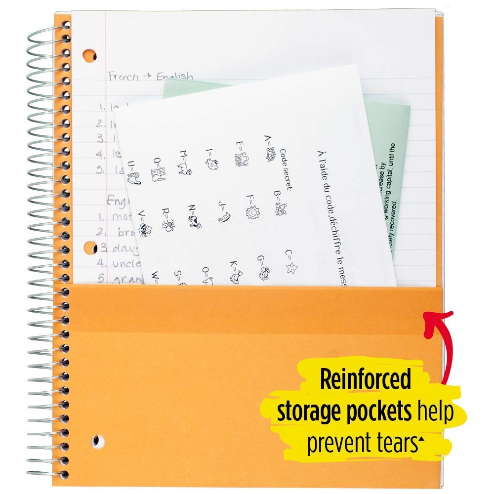 Five Star Spiral Notebook, 5 Subject, Wide Ruled Paper, 200 Sheets, 10-1/2" x 8", Lime (73204)