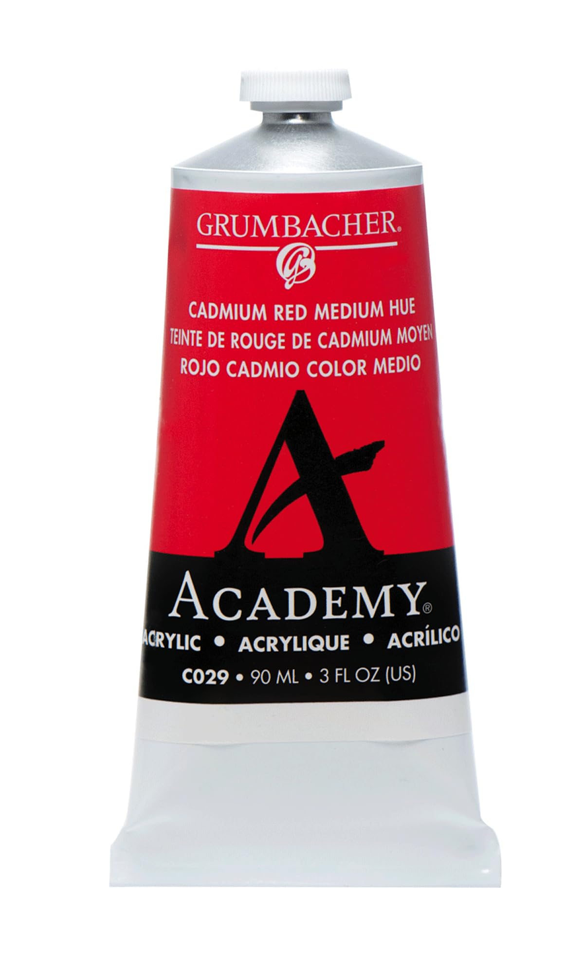 Grumbacher 90-ml Metal Tube Academy Acrylic Paint, Gloss, Cadmium Red Medium, 3 Fl Oz (Pack of 1)