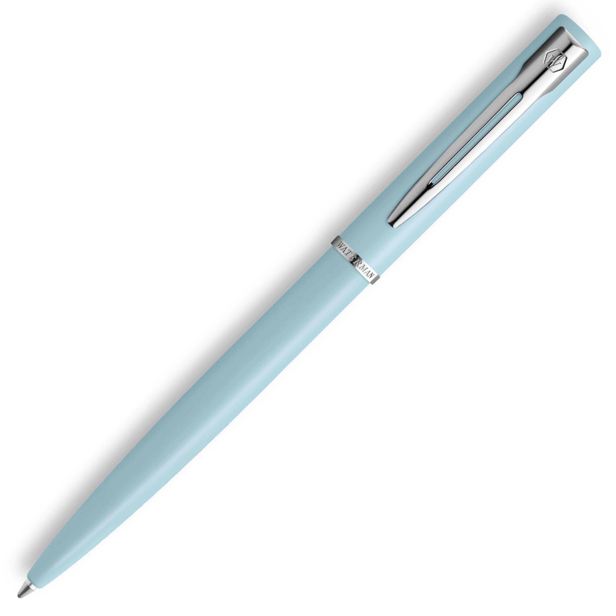 Waterman Allure Ballpoint Pen | Baby Blue Matte Lacquer with Chrome Trim | Medium Point | Blue Ink | With Gift Box