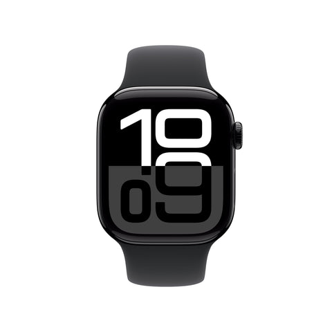 Apple Watch Series 10 [GPS 42mm case] Smartwatch with Jet Black Aluminum Case with Black Sport Band - S/M. Fitness Tracker, ECG App, Always-On Retina Display, Water Resistant