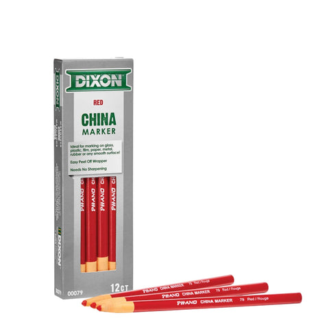 Dixon 00079 China Markers, Red, 12-Pack, 7 x 2.2 x 0.8 inches