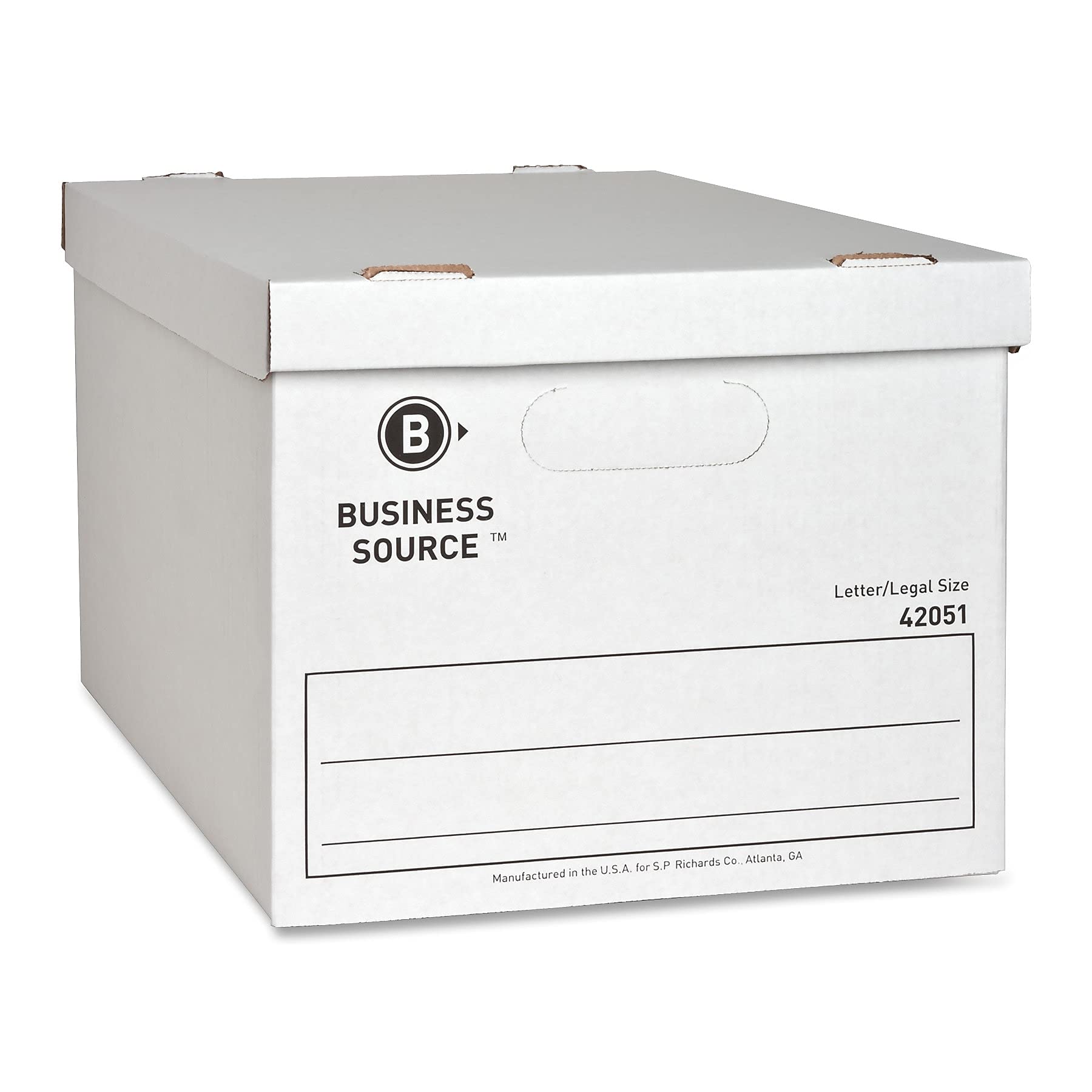 Business Source Lorell File Storage Box with Lid, 15" x 12" x 10", Corrugated, Holds Letters and Legal Documents