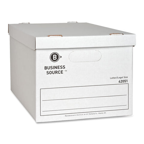Business Source Lorell File Storage Box with Lid, 15" x 12" x 10", Corrugated, Holds Letters and Legal Documents