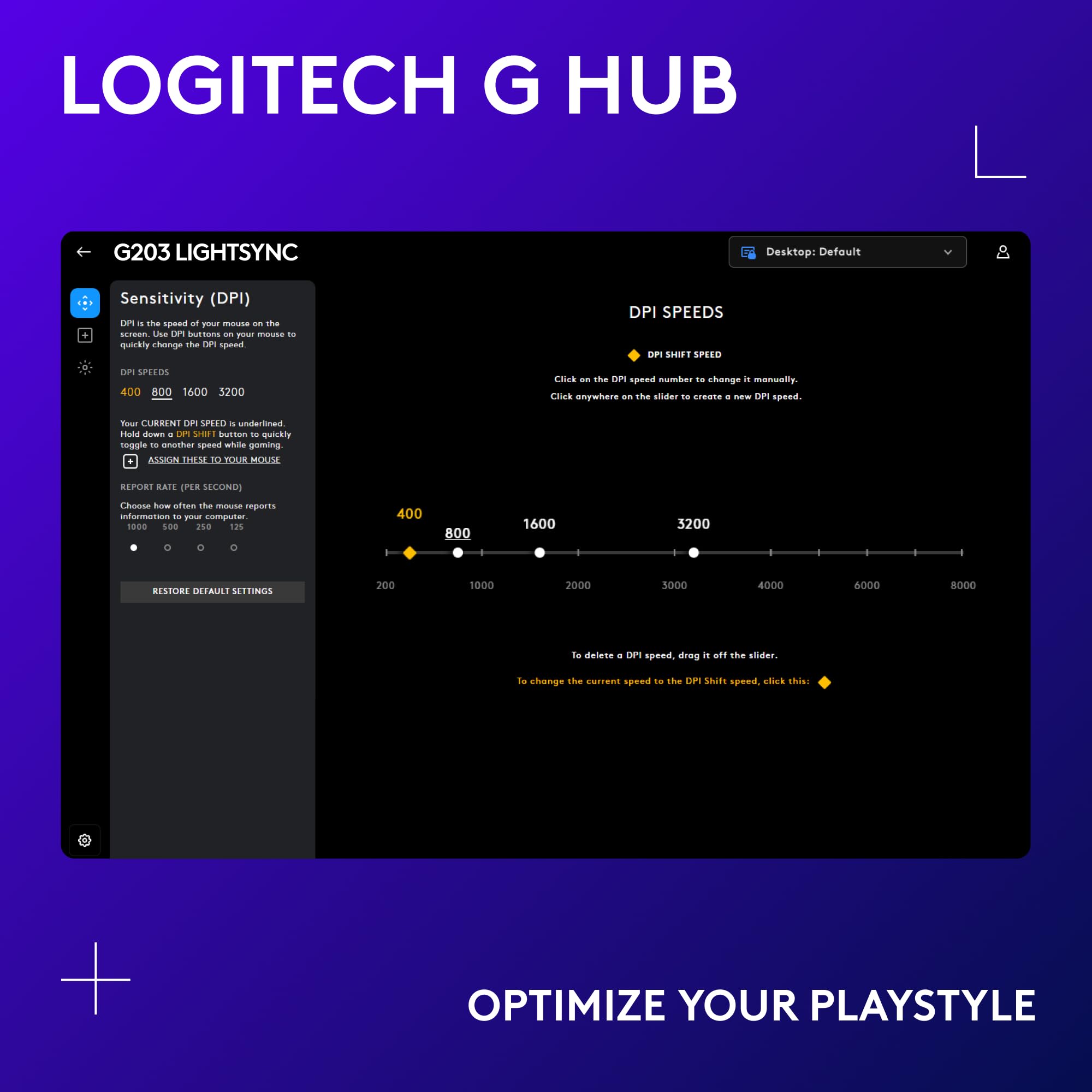 Logitech G203 Wired Gaming Mouse, 8,000 DPI, Rainbow Optical Effect LIGHTSYNC RGB, 6 Programmable Buttons, On-Board Memory, Screen Mapping, PC/Mac Computer and Laptop Compatible - Blue