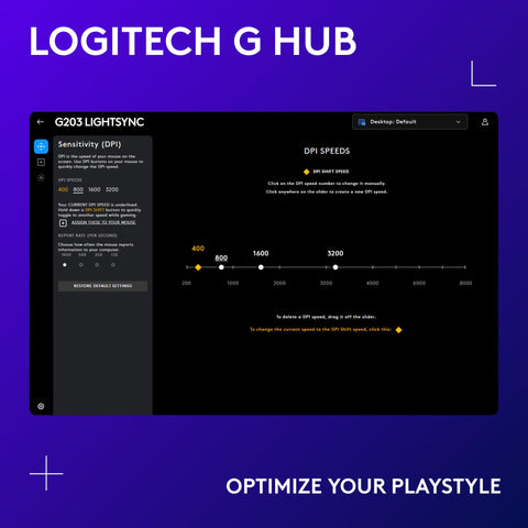 Logitech G203 Wired Gaming Mouse, 8,000 DPI, Rainbow Optical Effect LIGHTSYNC RGB, 6 Programmable Buttons, On-Board Memory, Screen Mapping, PC/Mac Computer and Laptop Compatible - Blue