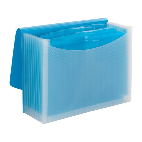 Smead Poly Frequency Expanding File Folders, Flap and Cord Closure, Letter Size, Wave Pattern, 13 Pocket, Teal/Clear (70869)