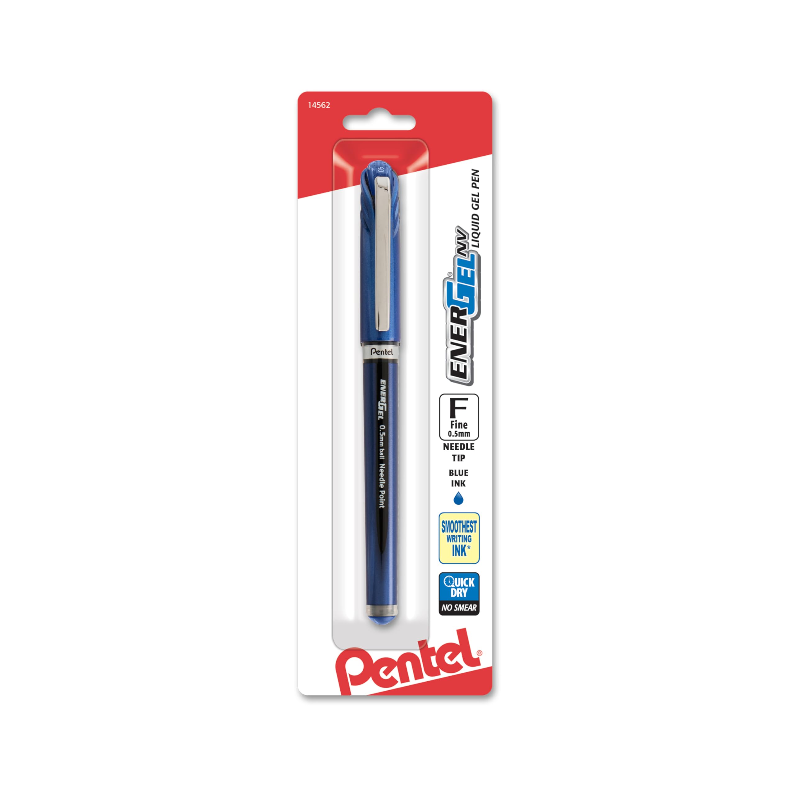 Pentel ENER-GEL NV Liquid Gel Pen, 0.5mm, Needle Tip, Blue Ink, 1 Pack (BLN25BPC)