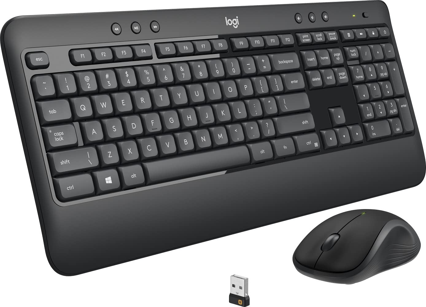 Logitech MK540 Advanced Wireless Keyboard with Wireless Mouse Combo — Full Size Keyboard and Mouse, Long Battery Life, Caps Lock Indicator Light, Hot Keys, Secure 2.4GHz Connectivity (MK540)