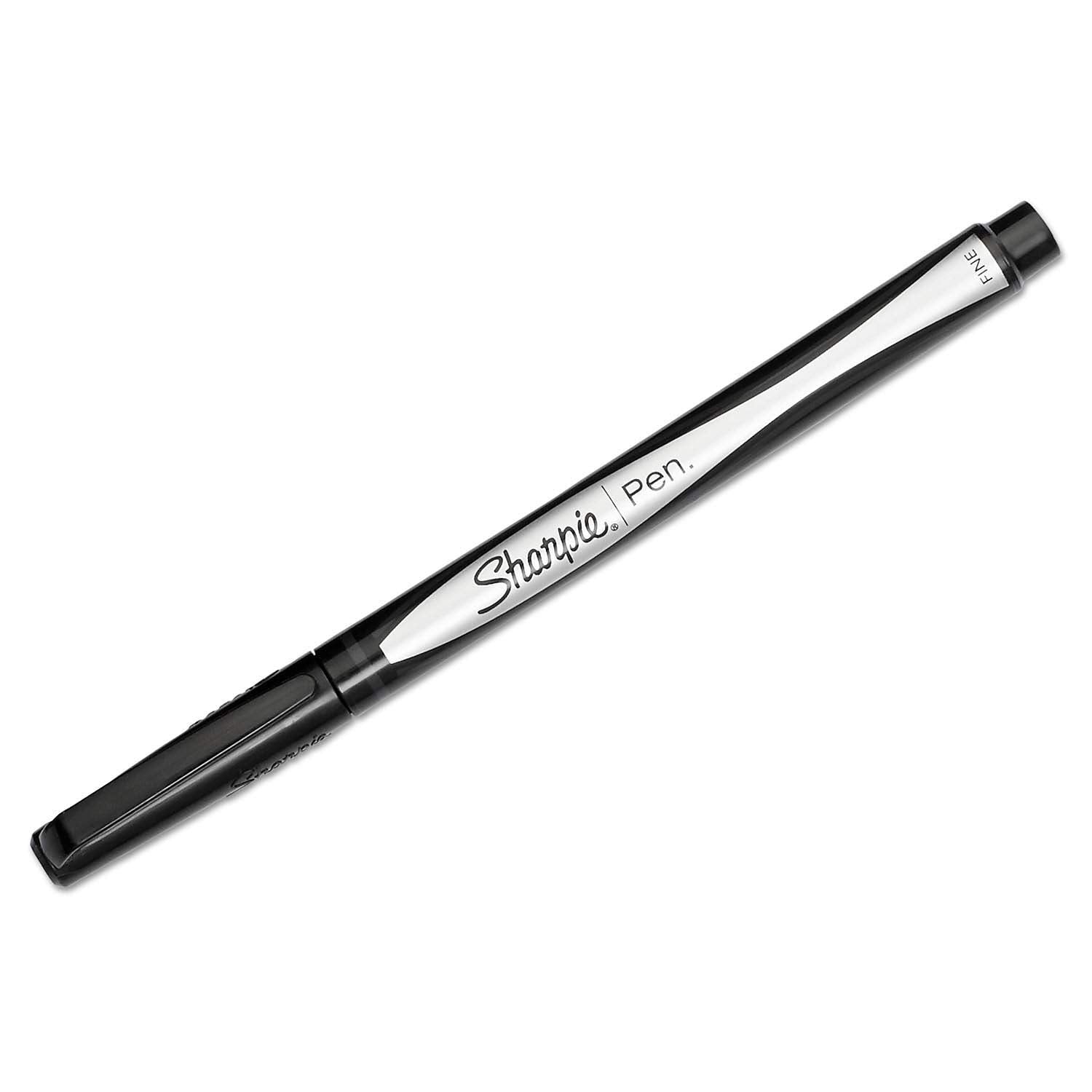 Sharpie Plastic Point Stick Permanent Water Resistant Pen, Black Ink, Fine, Dozen