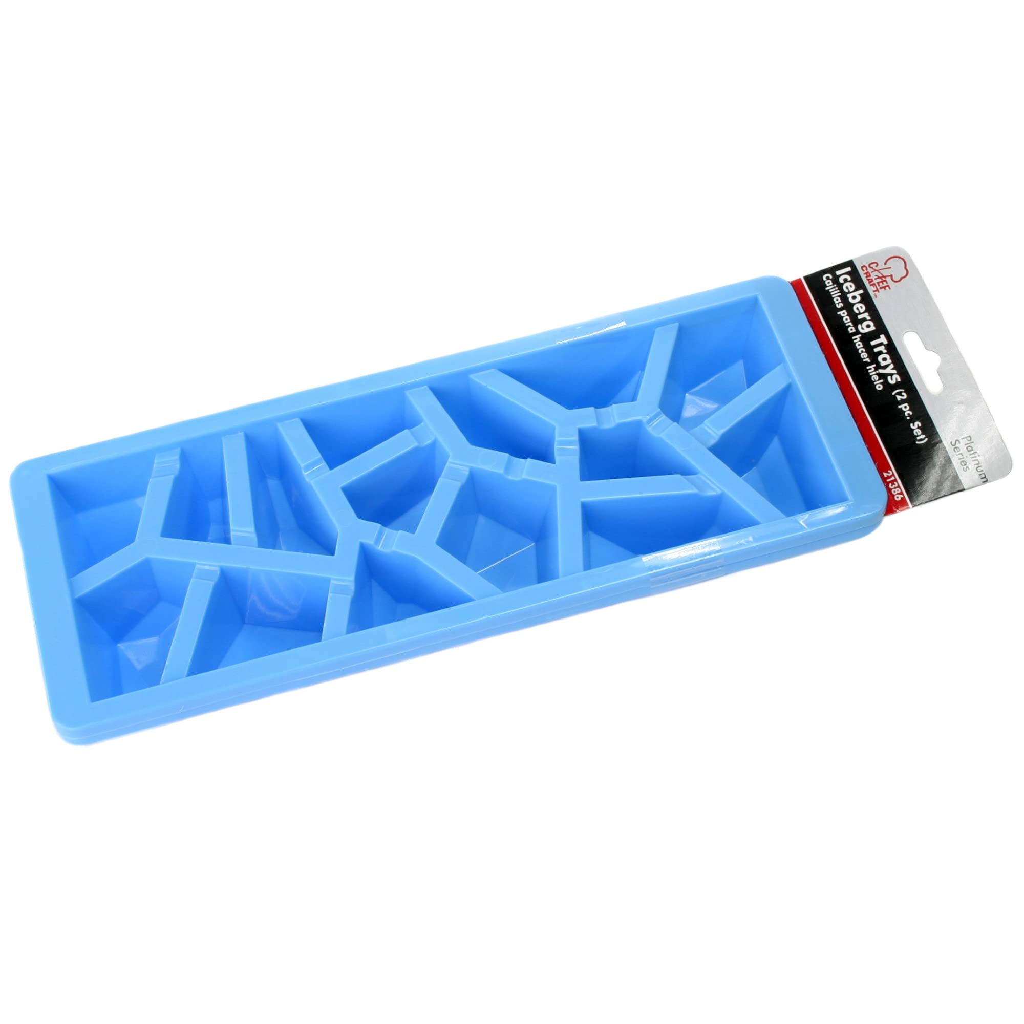 Chef Craft Select Plastic Ice Cube Tray, 10.25 inch 2 piece set yields 15 cubes, Blue