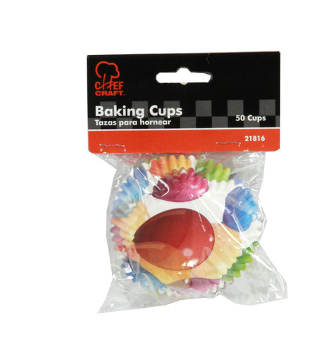 Chef Craft Paper Patterned Cupcake Liners, 50 count, Red/Yellow/Blue/Green/White