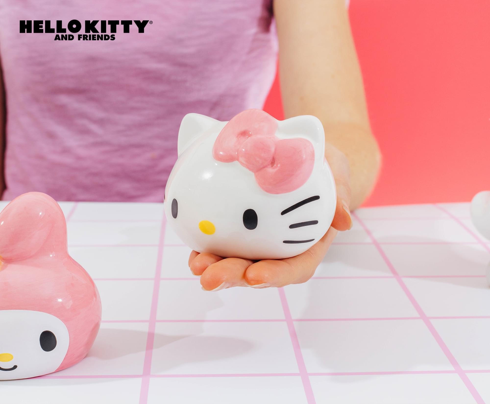 Silver Buffalo Sanrio Hello Kitty And My Melody 3D Sculpted Ceramic Salt and Pepper Shaker Set