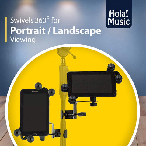 Pack of 2 Tablet Holder - Hola! Music Microphone Music Stand Tablet/Smartphone Holder Mount - Fits Devices from 6 to 15 Inch