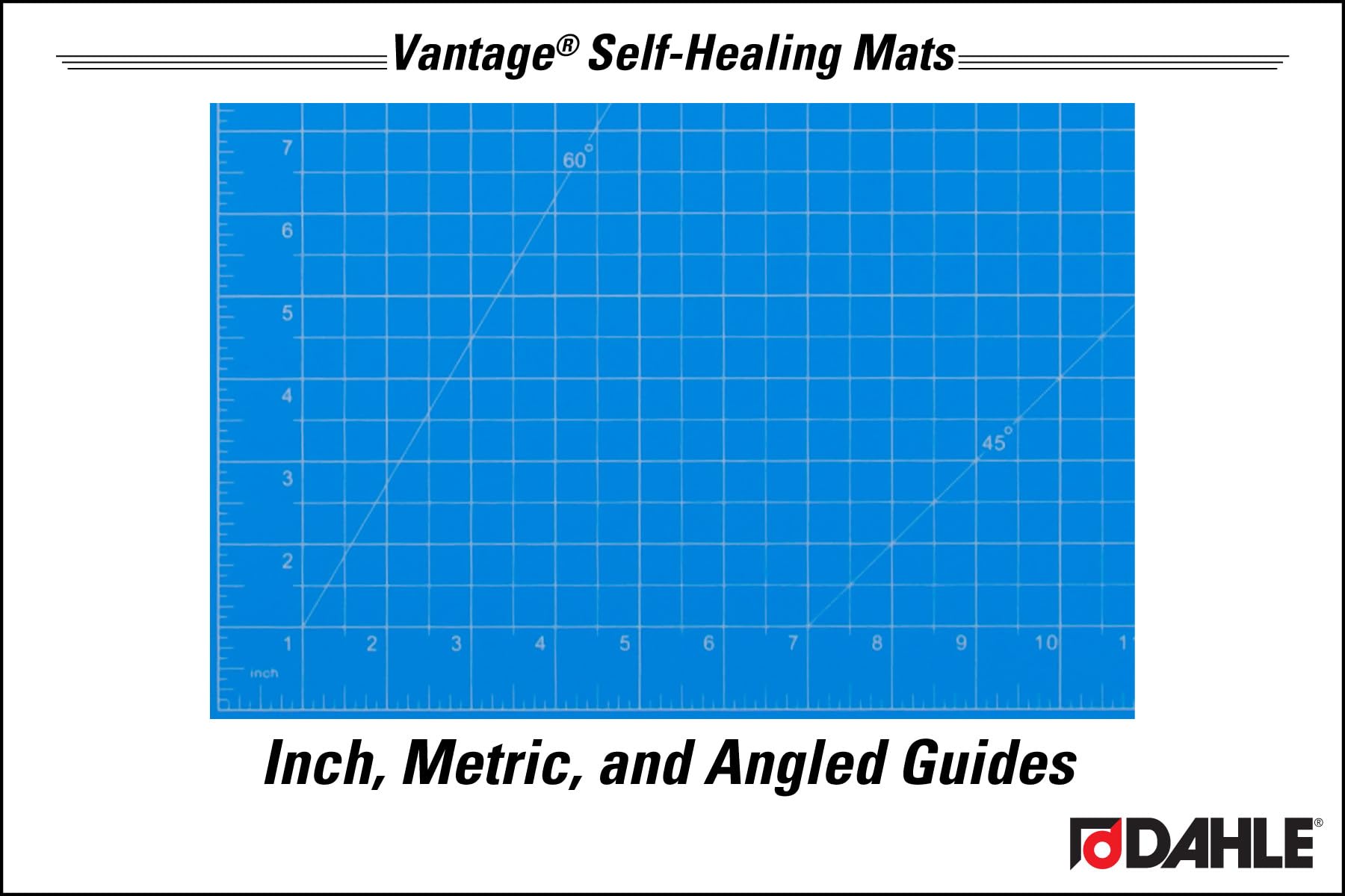 Dahle Vantage 10691 Premium Self-Healing Cutting Mat, 12"x18", 1/2" Grid, 5 Layers for Max Healing, Perfect for Crafts & Sewing, Blue