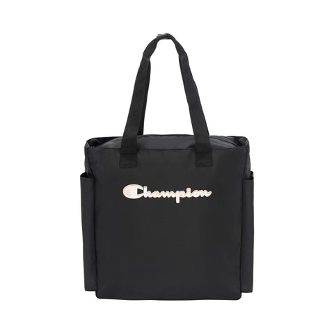 Champion unisex adult Signal Gym Tote Bags, Black/Reflective Silver, One Size US