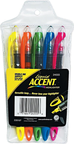 Sharpie Liquid Highlighters, Chisel Tip, 5 Count - Office, Classroom, Desk, School Supplies