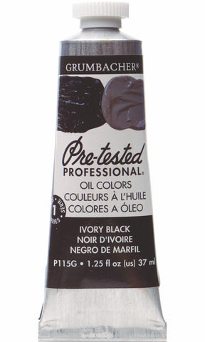 Grumbacher Pre-Tested Oil Paint, 37ml/1.25 Ounce, Ivory Black (P115G)